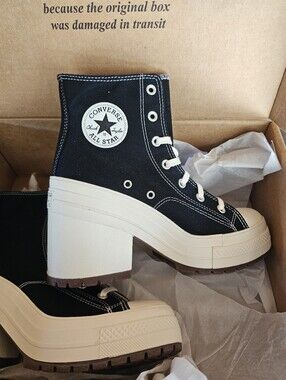 Converse Black Canvas Platform Lug Heel High-Top Sneakers